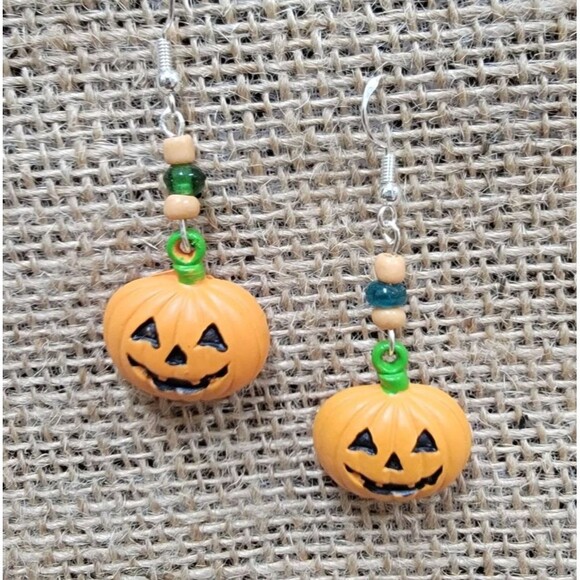 Halloween Fall Dangle Earrings Pumpkin JackOLantern New - Picture 1 of 1